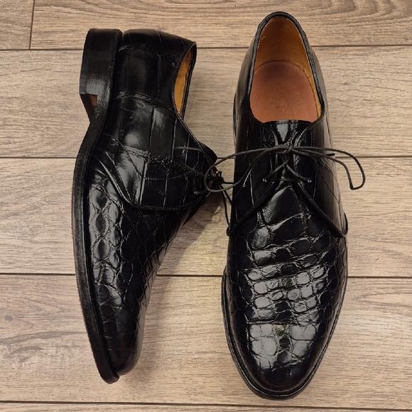 ALLEN‎ EDMONDS Bancroft Alligator Black Sz 11 D Mens Exotic Oxford Dress Shoes